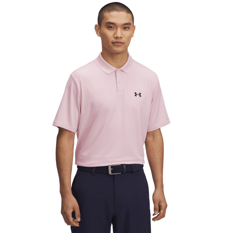 Camiseta-Manga-Corta-under-armour-para-hombre-Ua-Matchplay-Polo-para-golf-color-rosado.-Frente-Sin-Modelo