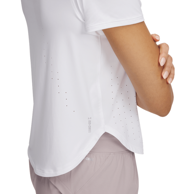 Camiseta-Manga-Corta-under-armour-para-mujer-Ua-Launch-Elite-Shortsleeve-para-correr-color-blanco.-Bolsillo