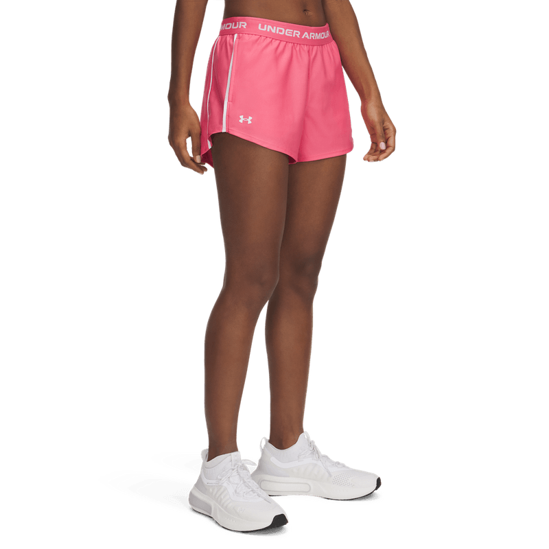 Pantaloneta-under-armour-para-mujer-Tech-Play-Up-Shorts-para-entrenamiento-color-rosado.-Frente-Sin-Modelo