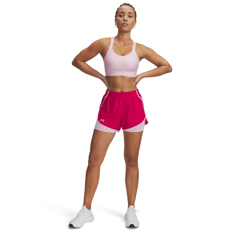 Pantaloneta-under-armour-para-mujer-Fly-By-2-In-1-Shorts-para-correr-color-morado.-Outfit-Completo