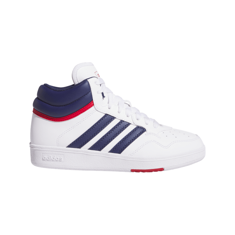 Tenis-adidas-para-niño-Hoops-4.0-Mid-J-para-baloncesto-color-blanco.-Lateral-Externa-Derecha