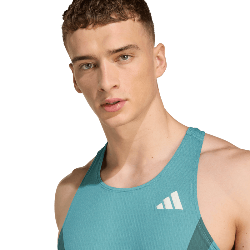 Camiseta-Manga-Sisa-adidas-para-hombre-Adizero-A-Sgl-M-para-correr-color-azul.-Detalle-Reflectivo-Modelo