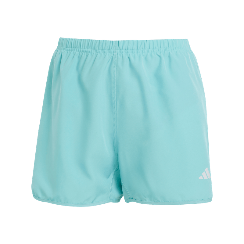 Pantaloneta-adidas-para-mujer-Run-It-Short-para-correr-color-verde.-Frontal-Sobre-Modelo