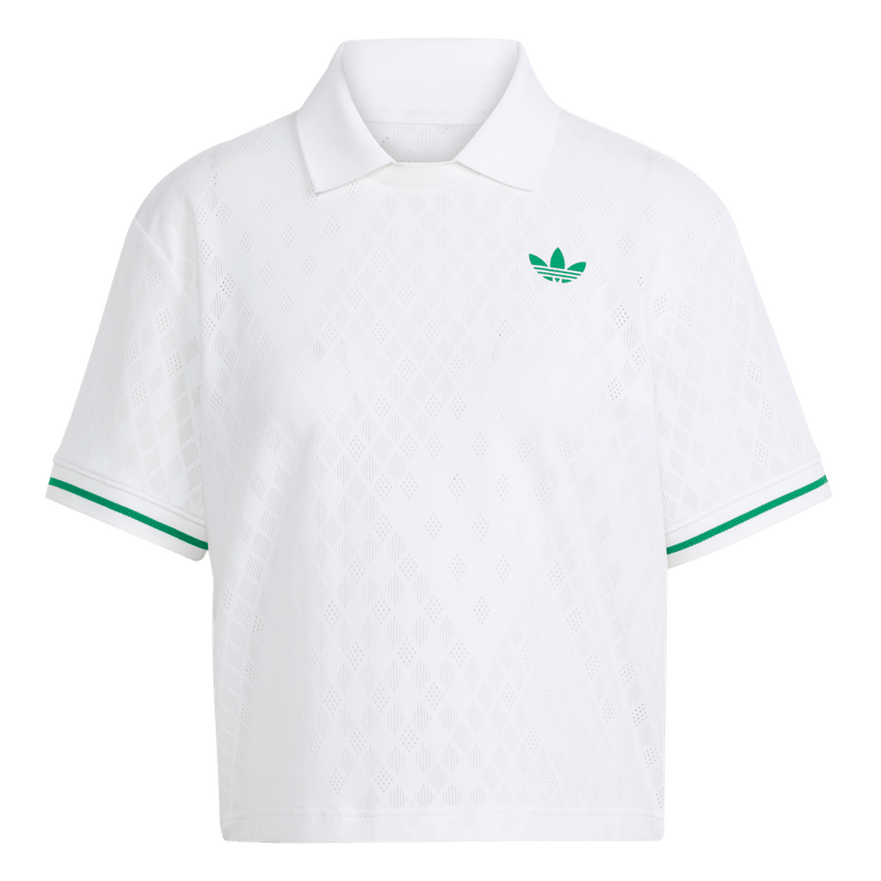 Polo-adidas-para-mujer-Polo-Pro-para-tenis-color-blanco.-Frontal-Sobre-Modelo