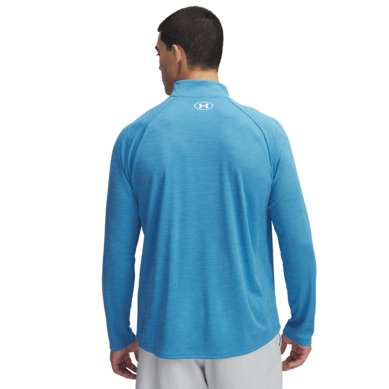 Buzo-under-armour-para-hombre-Tech-Texturd-1-2-Zip-para-entrenamiento-color-azul.-Reverso-Sin-Modelo
