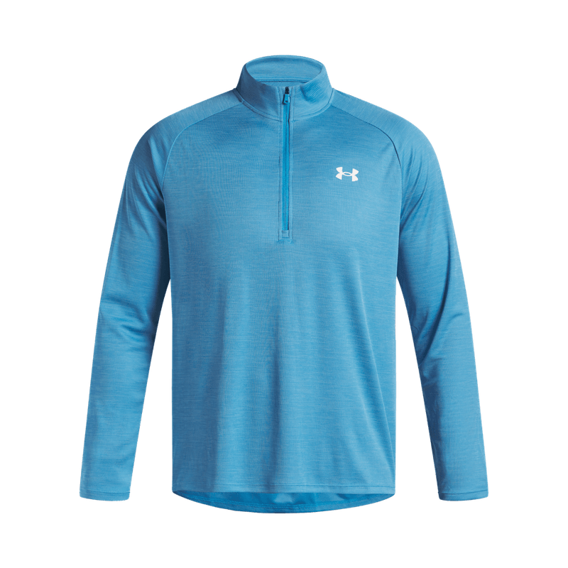 Buzo-under-armour-para-hombre-Tech-Texturd-1-2-Zip-para-entrenamiento-color-azul.-Frente-Sin-Modelo