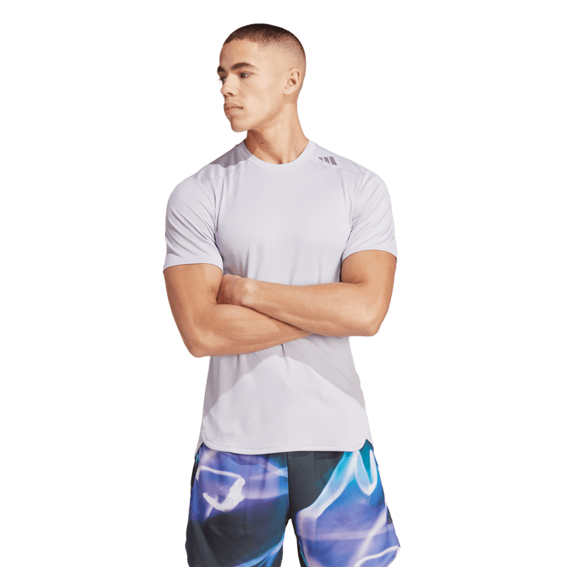 Camiseta-Manga-Corta-adidas-para-hombre-D4T-Hr-Hiit-Tee-para-entrenamiento-color-morado.-Lateral-Derecho-Sin-Modelo