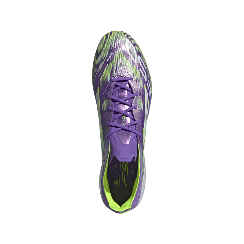 Guayos-adidas-unisex-F50-Elite-Fg-para-futbol-color-morado.-Vista-Lateral-Pares