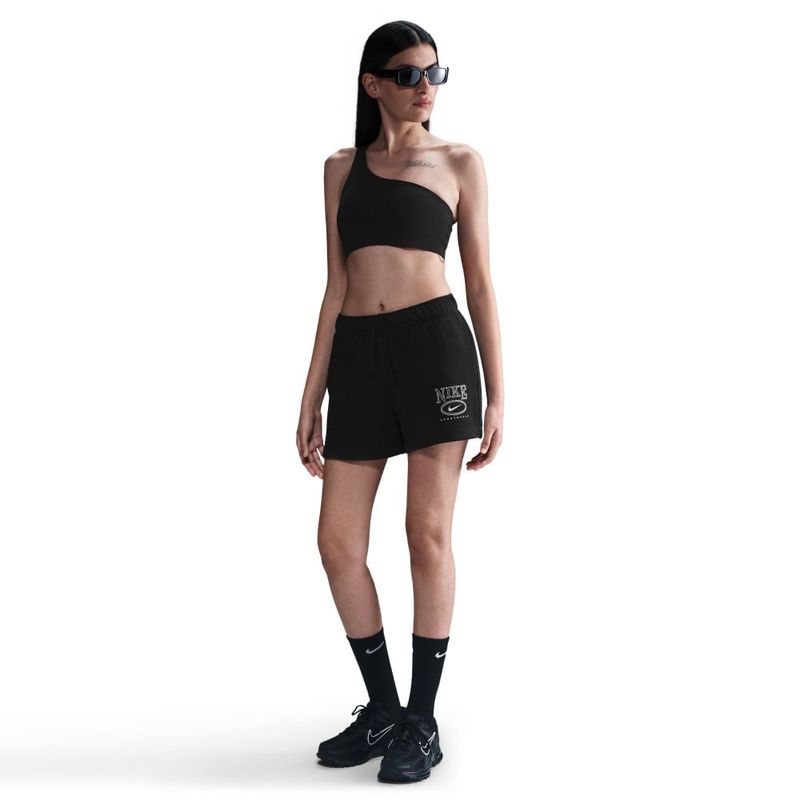 Pantaloneta-nike-para-mujer-W-Nsw-Club-Flc-Ft-Mr-4-Gx-Sht-para-moda-color-negro.-Frente-Sobre-Modelo