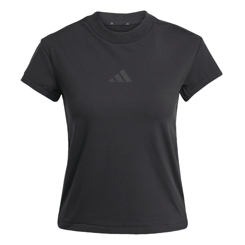 Camiseta-Manga-Corta-adidas-para-mujer-W-Z.N.E.-Bb-Tee-para-moda-color-negro.-Frontal-Sobre-Modelo
