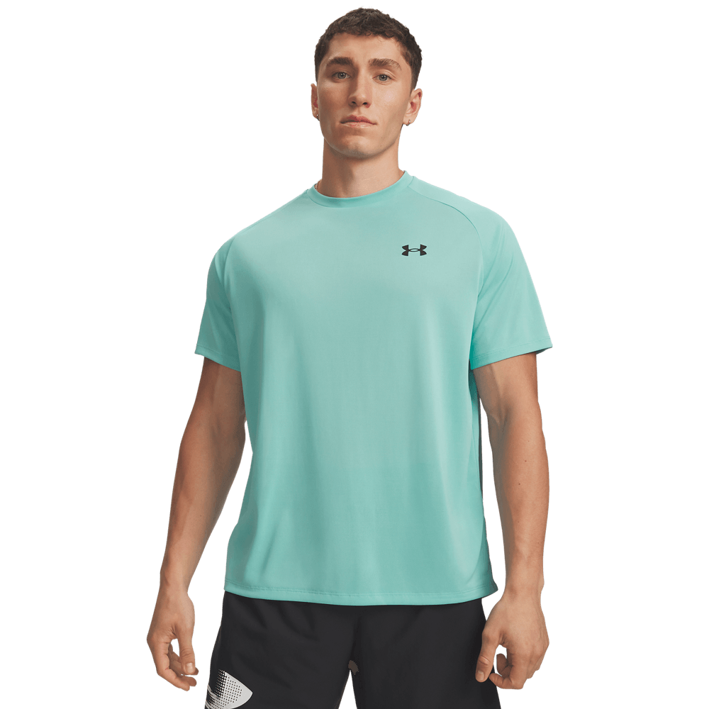 Camiseta-Manga-Corta-under-armour-para-hombre-Ua-Tech-2.0-Ss-Tee-para-entrenamiento-color-azul.-Frente-Sobre-Modelo