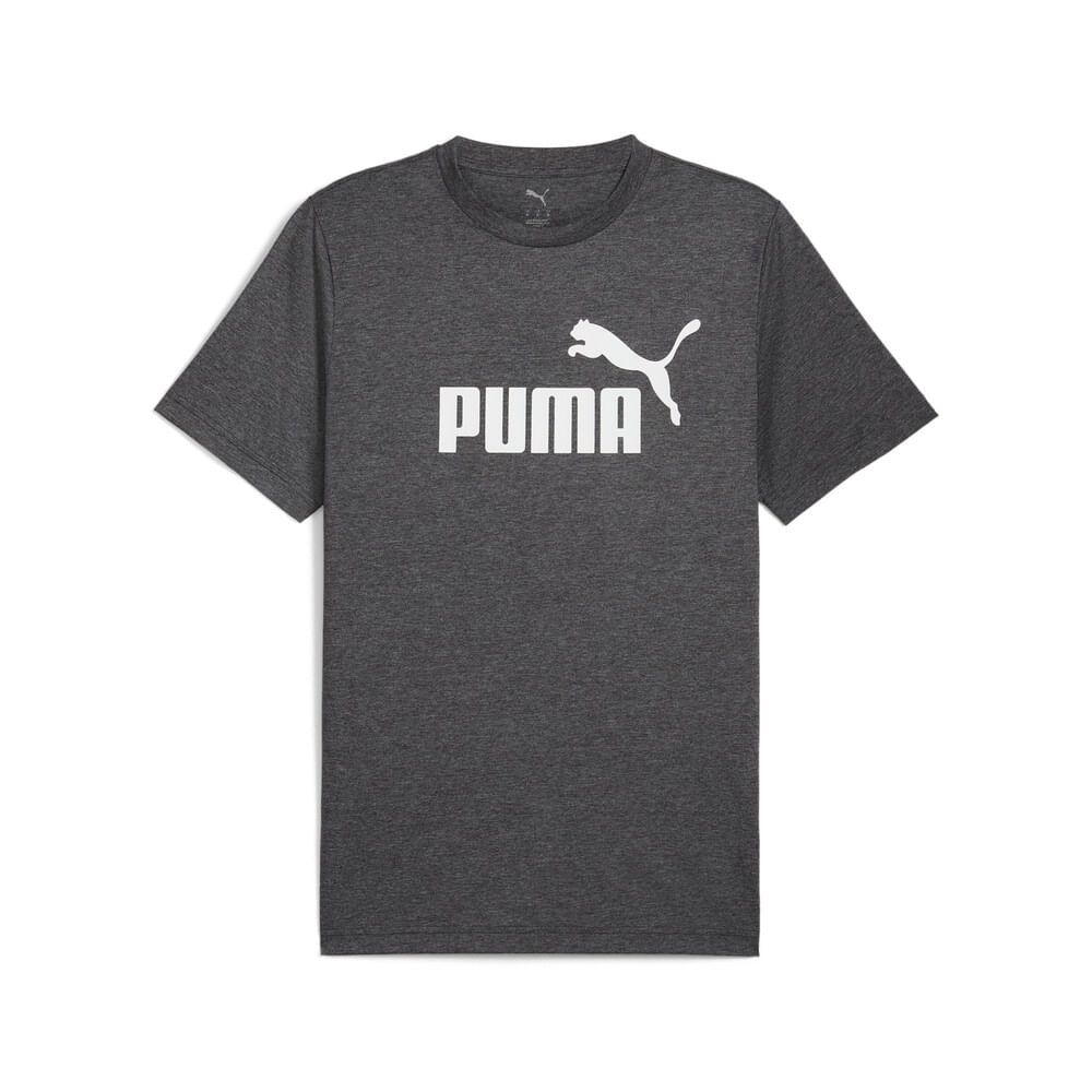 Camiseta-Manga-Corta-puma-para-hombre-Ess-No.-1-Logo-Heather-Tee-para-moda-color-negro.-Frente-Sin-Modelo