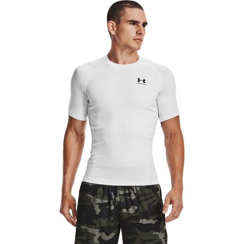 Camiseta-De-Compresion-under-armour-para-hombre-Ua-Hg-Armour-Comp-Ss-para-entrenamiento-color-blanco.-Frente-Sobre-Modelo