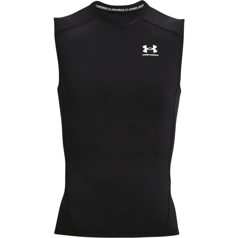 Camiseta-De-Compresion-under-armour-para-hombre-Ua-Hg-Armour-Comp-Sl-para-entrenamiento-color-negro.-Frente-Sin-Modelo