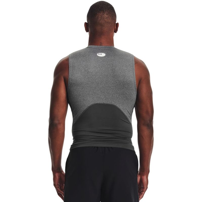 Camiseta-De-Compresion-under-armour-para-hombre-Ua-Hg-Armour-Comp-Sl-para-entrenamiento-color-gris.-Reverso-Sobre-Modelo
