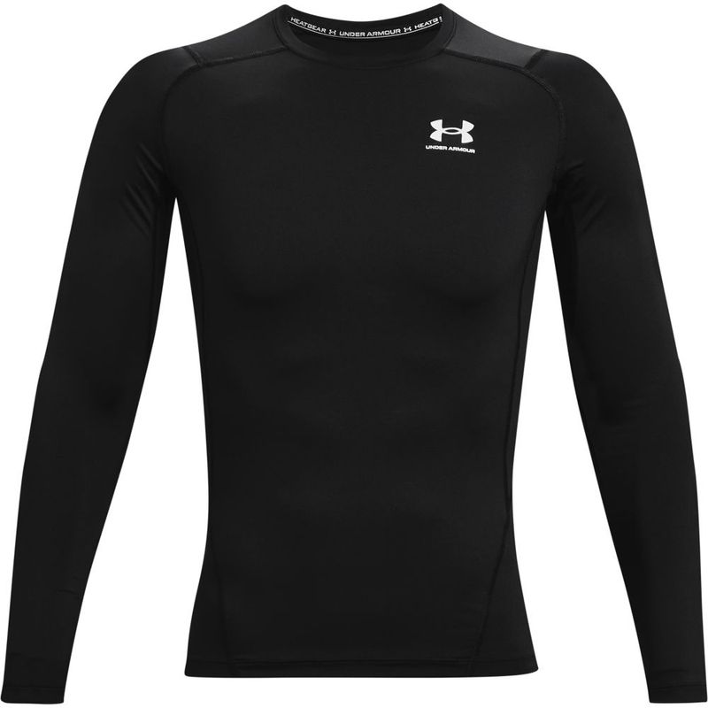 Camiseta-De-Compresion-under-armour-para-hombre-Ua-Hg-Armour-Comp-Ls-para-entrenamiento-color-negro.-Frente-Sin-Modelo