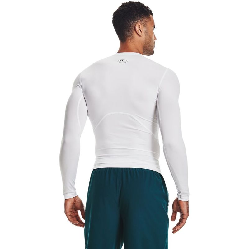 Camiseta-De-Compresion-under-armour-para-hombre-Ua-Hg-Armour-Comp-Ls-para-entrenamiento-color-blanco.-Reverso-Sobre-Modelo