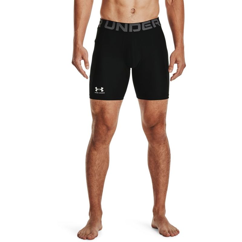 Pantaloneta-under-armour-para-hombre-Ua-Hg-Armour-Shorts-para-entrenamiento-color-negro.-Frente-Sobre-Modelo