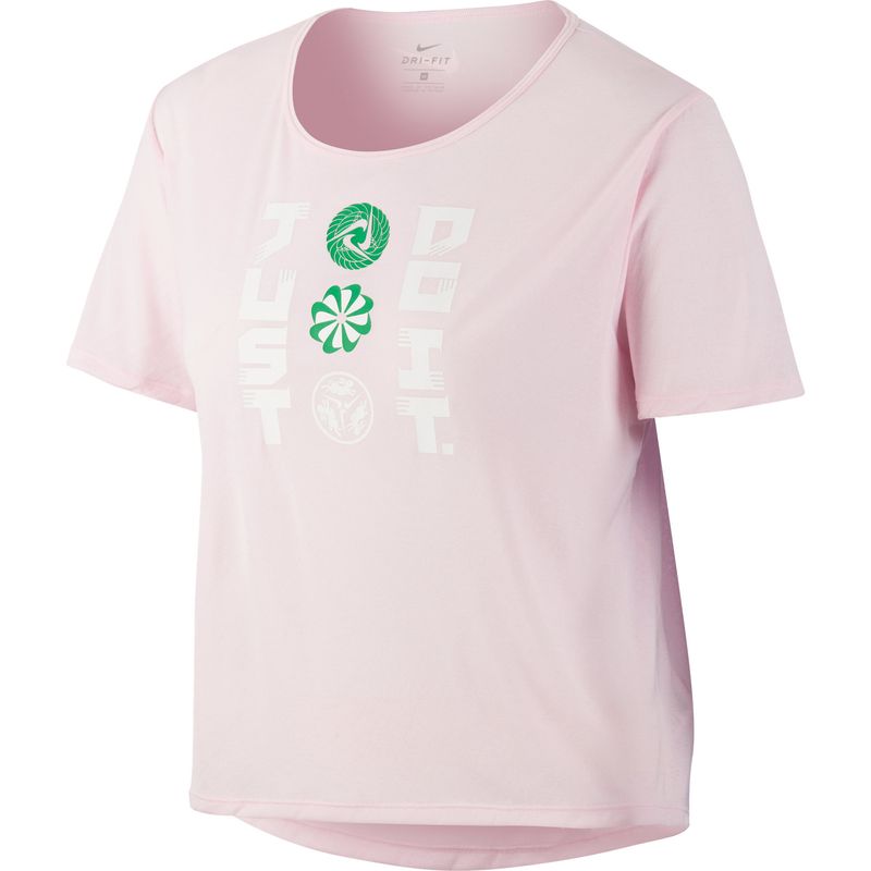 Camiseta-Manga-Corta-nike-para-mujer-W-Nk-Icnclsh-Ss-para-correr-color-rosado.-Frente-Sin-Modelo