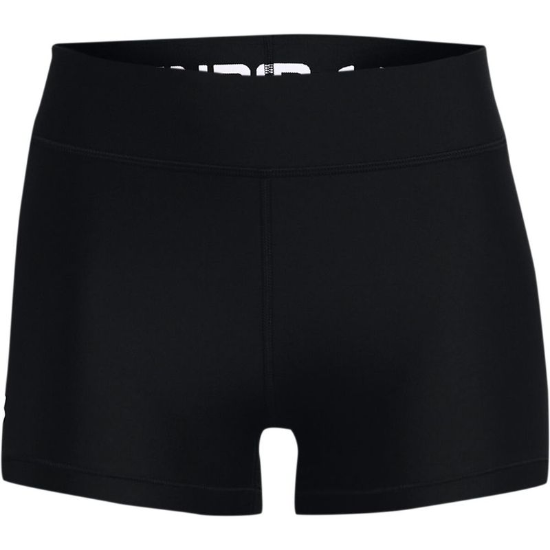 Pantaloneta-under-armour-para-mujer-Hg-Armour-Mid-Rise-Shorty-para-entrenamiento-color-negro.-Frente-Sin-Modelo