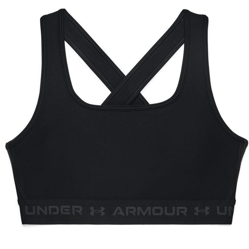 Top-under-armour-para-mujer-Ua-Crossback-Mid-Bra-para-entrenamiento-color-negro.-Frente-Sin-Modelo