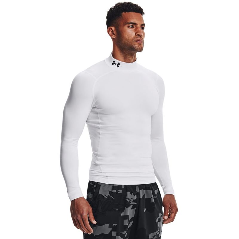 Camiseta-De-Compresion-under-armour-para-hombre-Ua-Cg-Armour-Comp-Mock-para-entrenamiento-color-blanco.-Frente-Sobre-Modelo