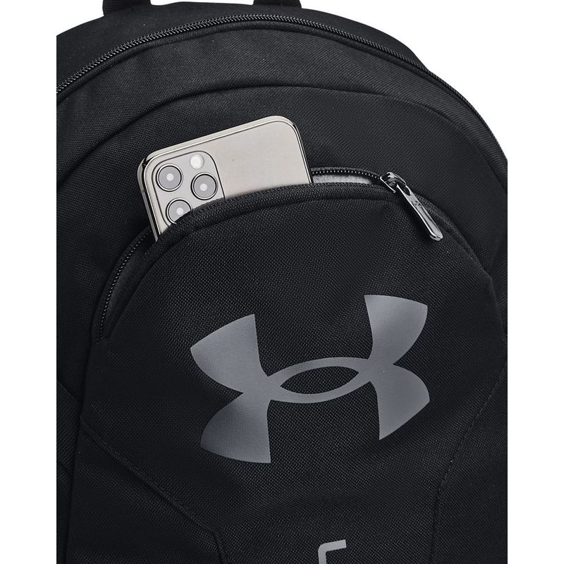 Morral-under-armour-unisex-Ua-Hustle-Lite-Backpack-para-entrenamiento-color-negro.-Bolsillo-Frontal