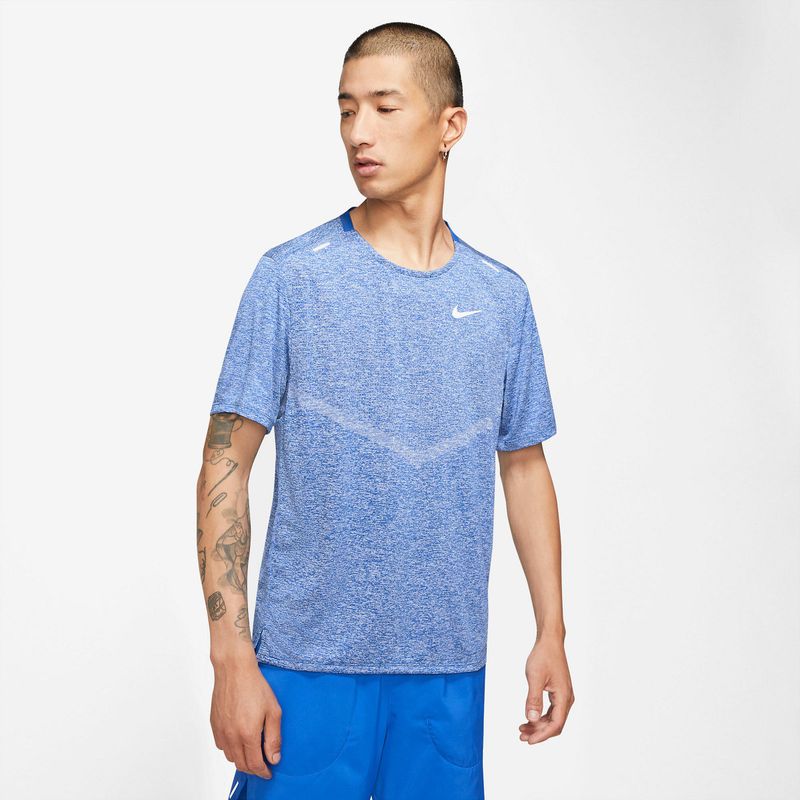 Camiseta-Manga-Corta-nike-para-hombre-M-Nk-Df-Rise-365-Ss-para-correr-color-azul.-Frente-Sin-Modelo