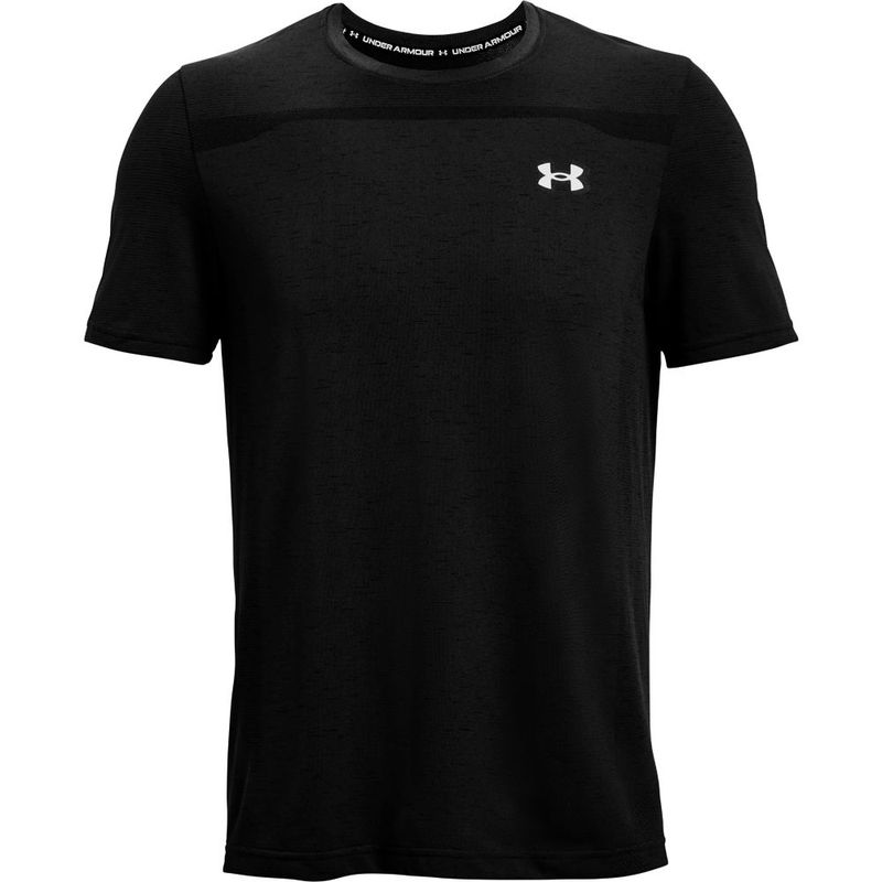 Camiseta-Manga-Corta-under-armour-para-hombre-Ua-Seamless-Ss-para-entrenamiento-color-negro.-Frente-Sin-Modelo