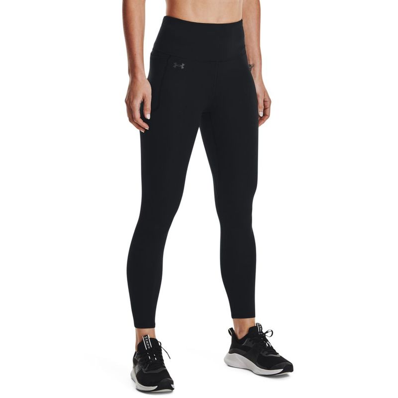 Licra-under-armour-para-mujer-Motion-Ankle-Leg-para-entrenamiento-color-negro.-Frente-Sobre-Modelo