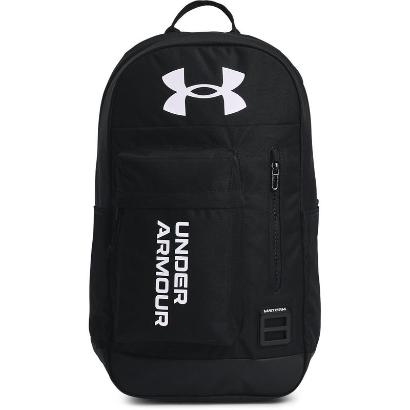 Morral-under-armour-unisex-Ua-Halftime-Backpack-para-entrenamiento-color-negro.-Frente-Sin-Modelo