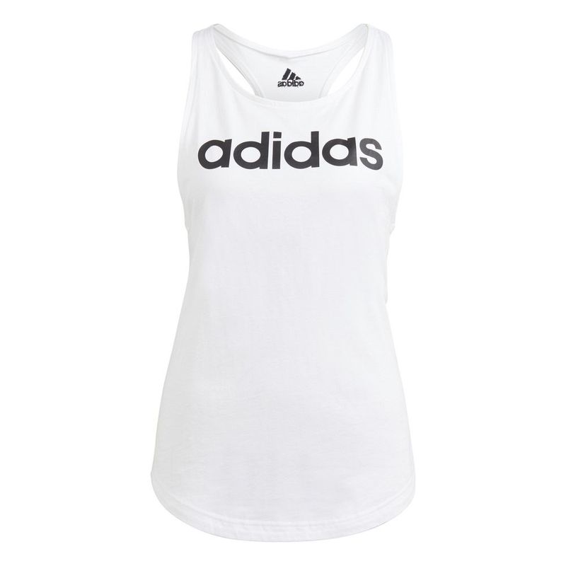 Camiseta-Manga-Sisa-adidas-para-mujer-W-Lin-Tk-para-moda-color-blanco.-Frente-Sobre-Modelo