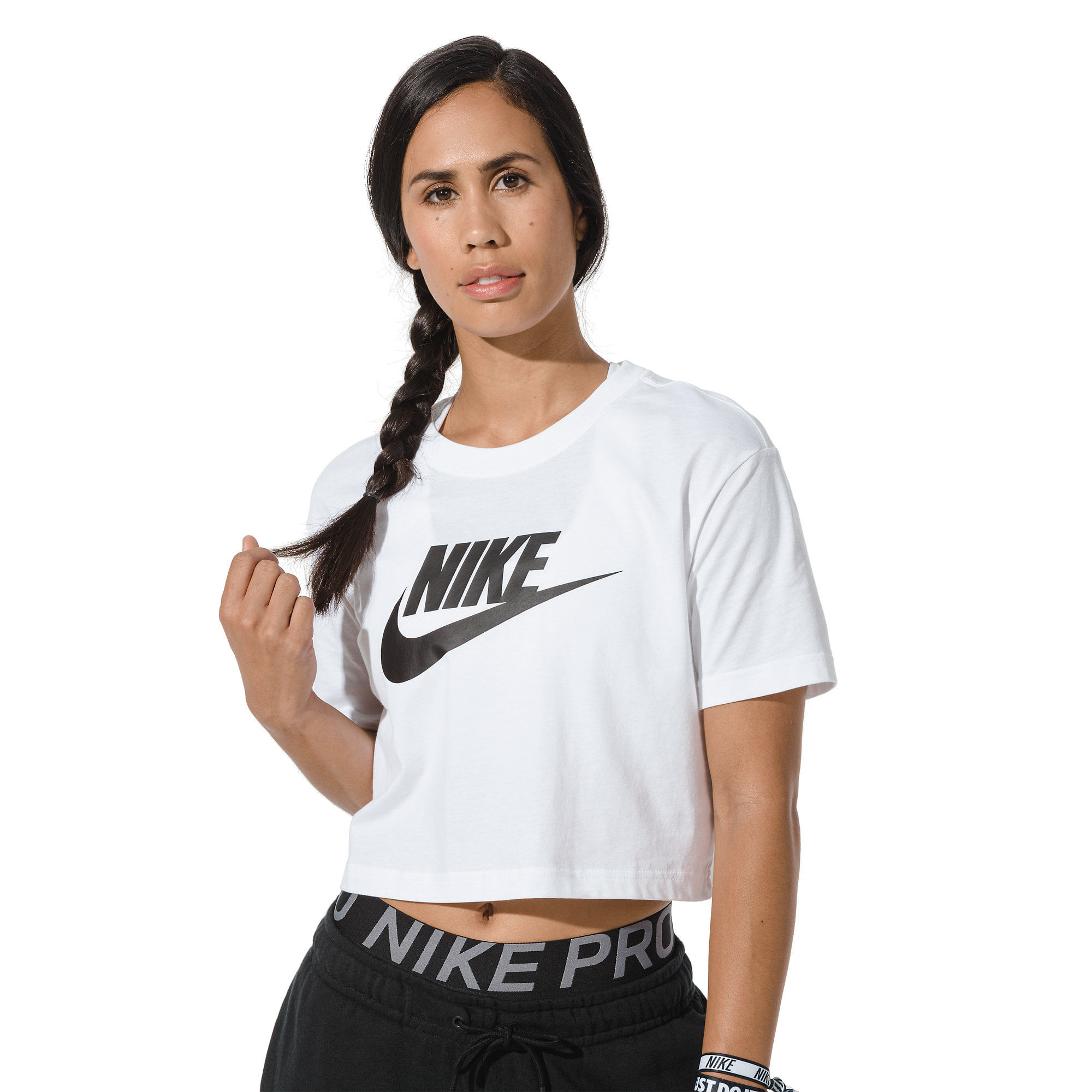 Nike W Nsw Tee Essntl Crp Icn Ftra Camiseta Manga Corta blanco de mujer lifestyle Referencia BV6175 100 prochampions