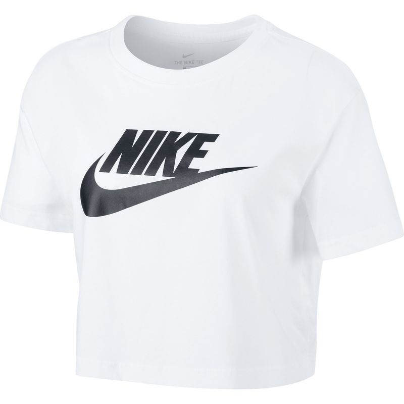 Camiseta-Manga-Corta-nike-para-mujer-W-Nsw-Tee-Essntl-Crp-Icn-Ftra-para-moda-color-blanco.-Frente-Sin-Modelo