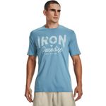 Camiseta-Manga-Corta-under-armour-para-hombre-Ua-Pjt-Rock-Iron-Paradise-Ss-para-entrenamiento-color-azul.-Frente-Sobre-Modelo
