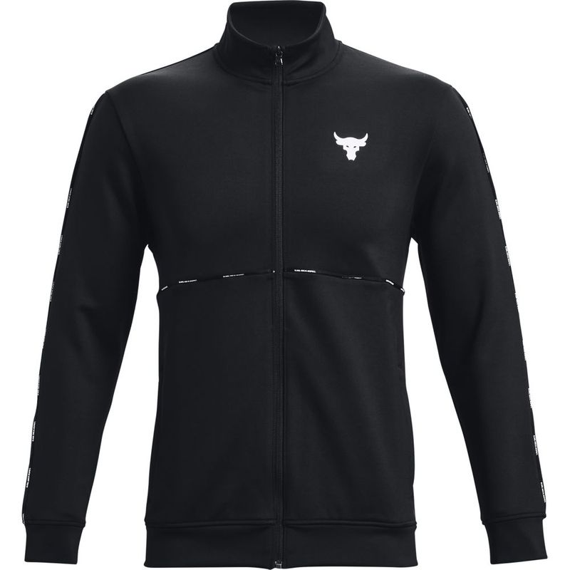 Camiseta-Manga-Larga-under-armour-para-hombre-Ua-Pjt-Rock-Knit-Track-Jkt-para-entrenamiento-color-negro.-Frente-Sin-Modelo