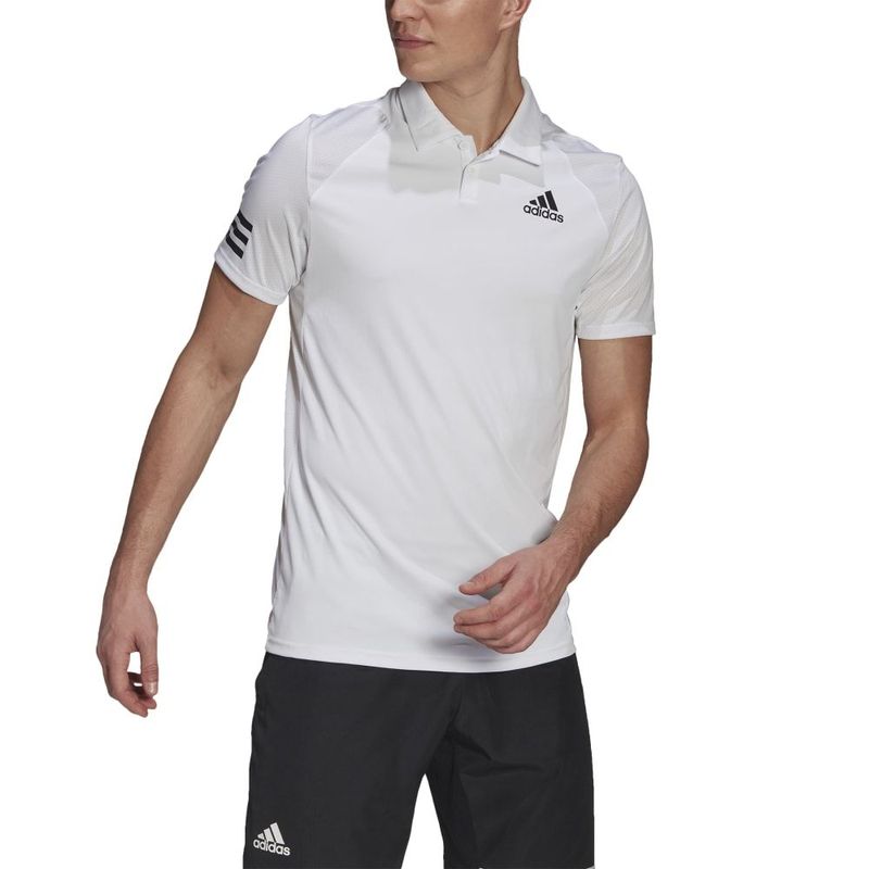 Polo-adidas-para-hombre-Club-3Str-Polo-para-tenis-color-blanco.-Zoom-Frontal-Sobre-Modelo