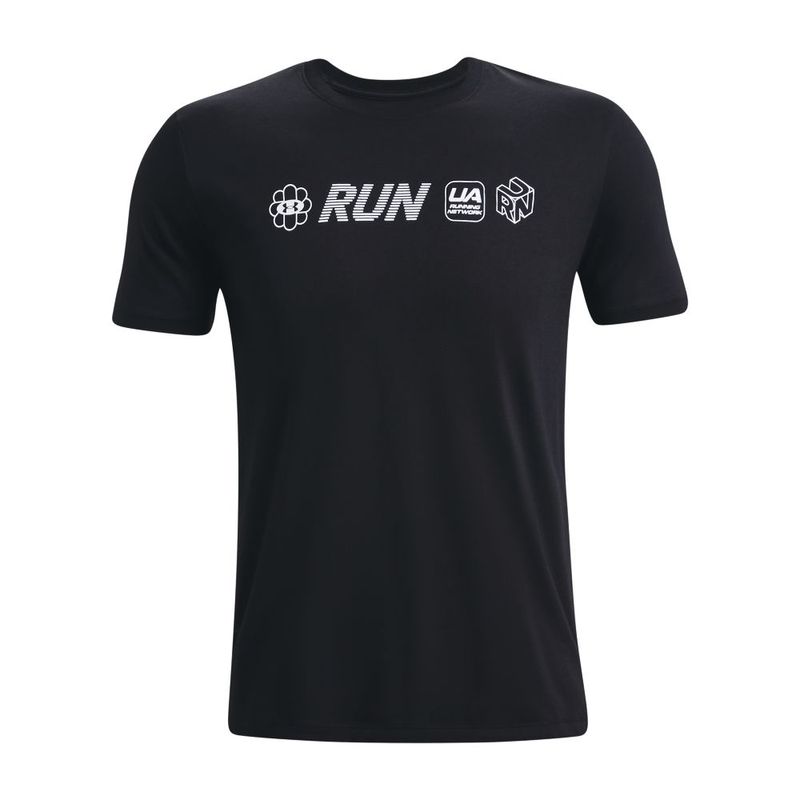 Camiseta-Manga-Corta-under-armour-para-hombre-Ua-Run-Anywhere-Ss-para-correr-color-negro.-Frente-Sin-Modelo