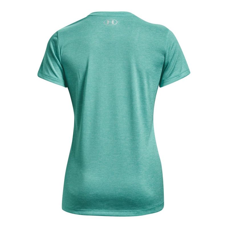 Camiseta-Manga-Corta-under-armour-para-mujer-Tech-Ssv---Twist-para-entrenamiento-color-verde.-Reverso-Sin-Modelo