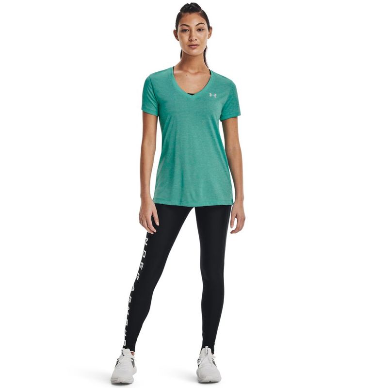 Camiseta-Manga-Corta-under-armour-para-mujer-Tech-Ssv---Twist-para-entrenamiento-color-verde.-Outfit-Completo