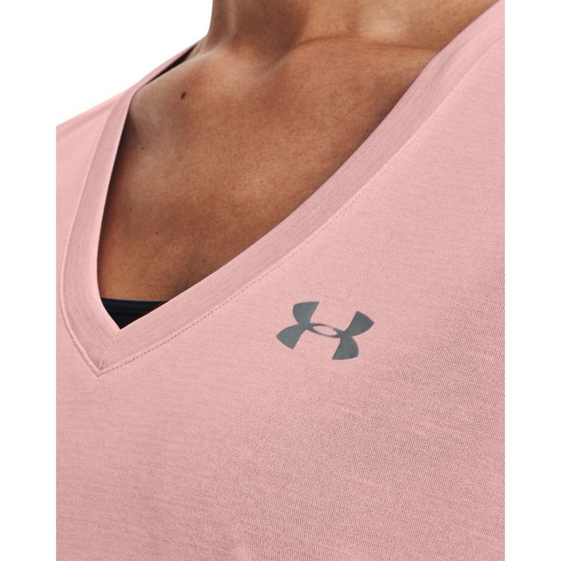 Camiseta-Manga-Corta-under-armour-para-mujer-Tech-Ssv---Twist-para-entrenamiento-color-rosado.-Cuello