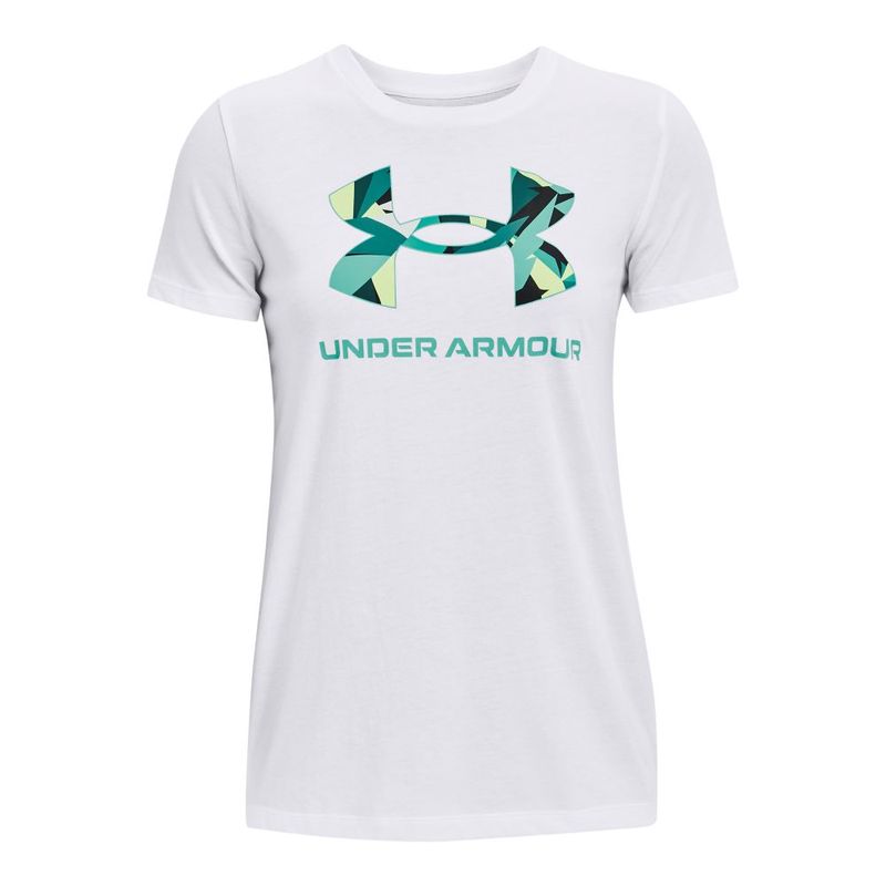 Camiseta-Manga-Corta-under-armour-para-mujer-Live-Sportstyle-Graphic-Ssc-para-entrenamiento-color-blanco.-Frente-Sin-Modelo
