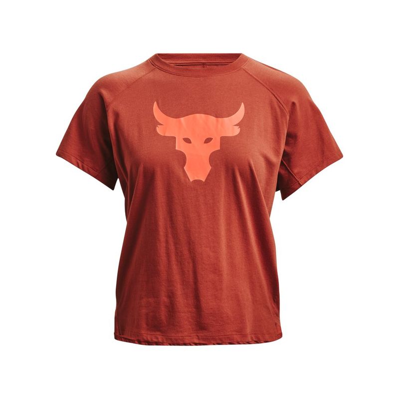 Camiseta-Manga-Corta-under-armour-para-mujer-Ua-Project-Rock-Bull-Ss-para-entrenamiento-color-rojo.-Frente-Sin-Modelo