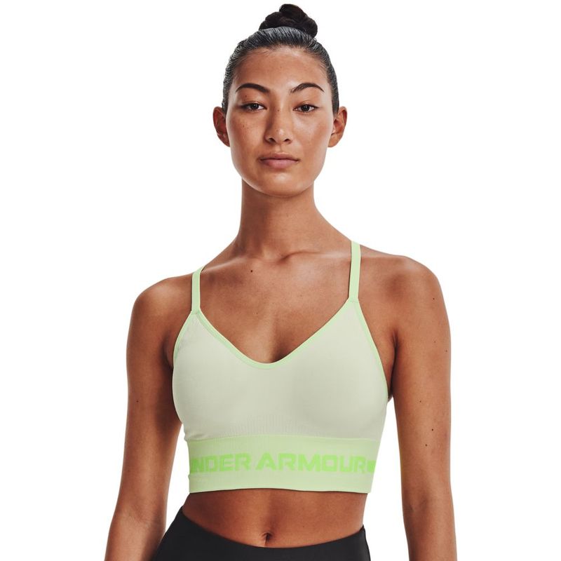 Top-under-armour-para-mujer-Ua-Seamless-Low-Long-Htr-Bra-para-entrenamiento-color-verde.-Frente-Sobre-Modelo