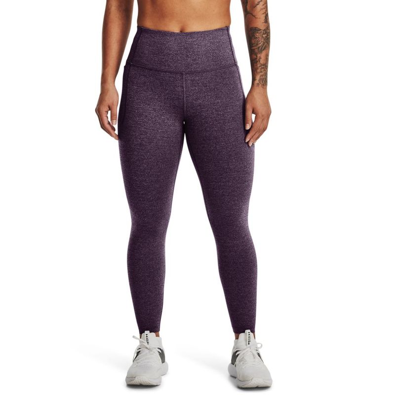 Licra-under-armour-para-mujer-Meridian-Heather-Ankle-Leg-para-entrenamiento-color-morado.-Frente-Sobre-Modelo