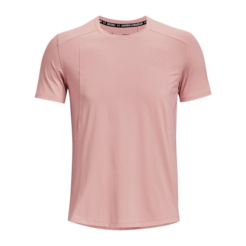 Camiseta-Manga-Corta-under-armour-para-hombre-Ua-Iso-Chill-Run-Laser-Tee-para-correr-color-rosado.-Frente-Sin-Modelo