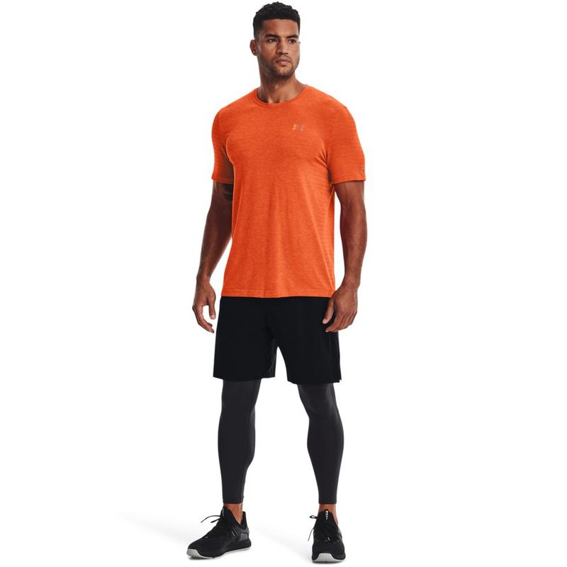 Camiseta-Manga-Corta-under-armour-para-hombre-Ua-Rush-Seamless-Geosport-Ss-para-entrenamiento-color-naranja.-Frente-Sobre-Modelo