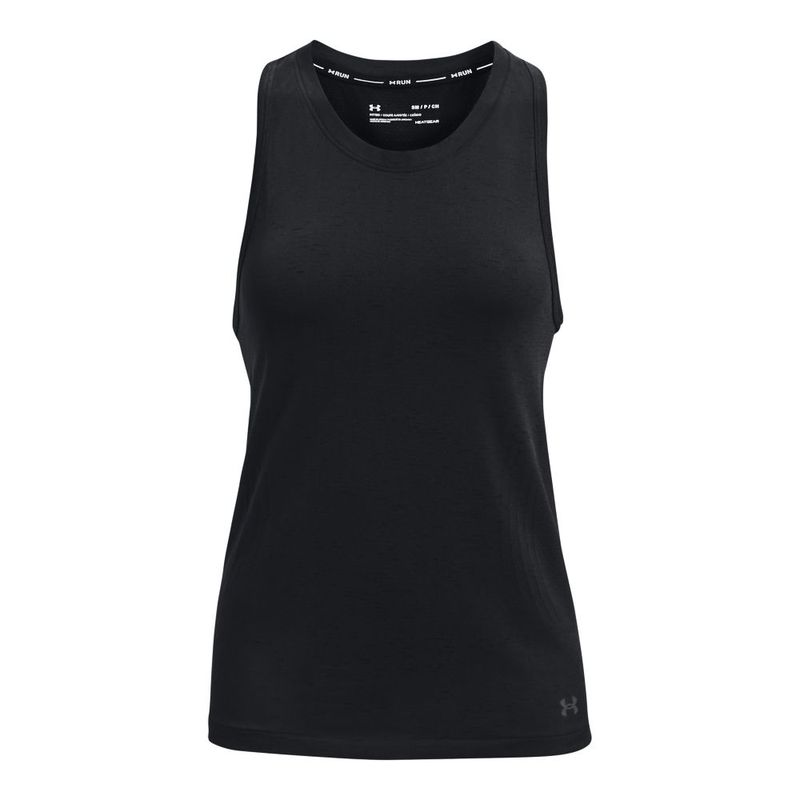 Camiseta-Manga-Sisa-under-armour-para-mujer-Ua-Seamless-Run-Tank-para-correr-color-negro.-Frente-Sin-Modelo