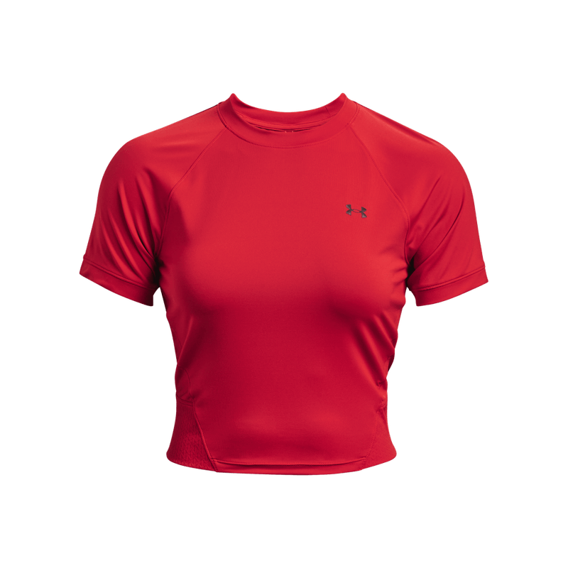 Camiseta-Manga-Corta-under-armour-para-mujer-Ua-Rush-Perf-Top-Sp-para-entrenamiento-color-rojo.-Frente-Sin-Modelo