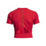Camiseta-Manga-Corta-under-armour-para-mujer-Ua-Rush-Perf-Top-Sp-para-entrenamiento-color-rojo.-Reverso-Sin-Modelo